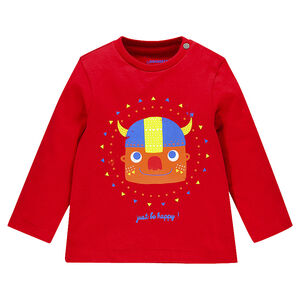 Tee-shirt en jersey manches longues unis avec print fantaisie 