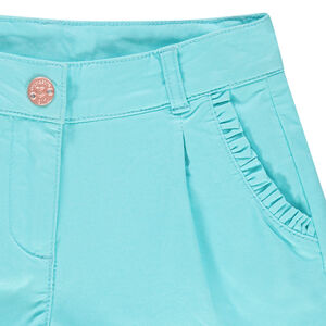 Short en satin de coton uni à poches volantées  