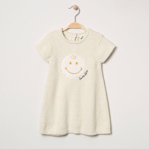 Robe manches courtes en maille chenille avec badge Smiley 
