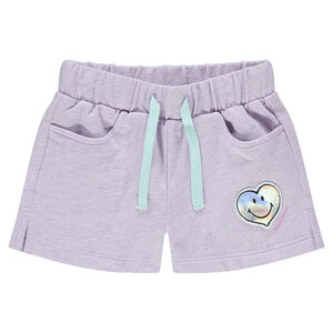 Short en molleton avec badge Smiley forme coeur 