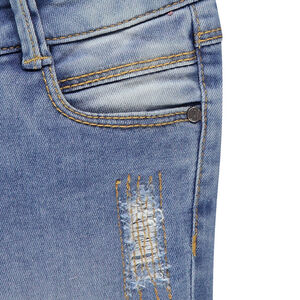 Jeans slim 7/8ème effet used 