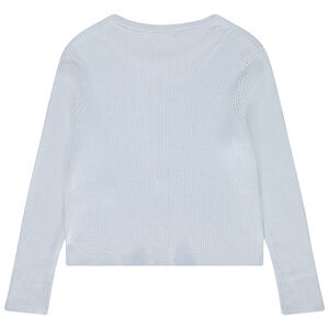 Gilet uni à manches longues en tricot côte 2x2 fille 