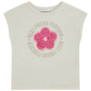 T-shirt manches courtes avec fleur effet pétales 3D fille 