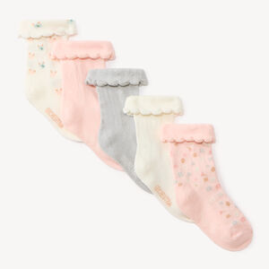 Lot de 5 paires de chaussettes bébé fille motifs fleuris 
