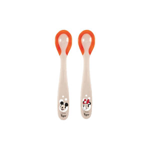 Lot de 2 cuillères thermosensibles Mickey & Minnie - Beige 
