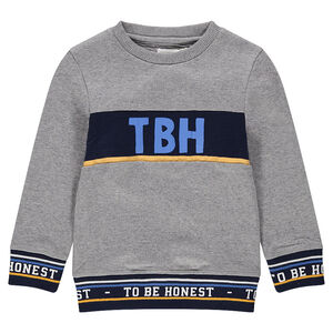 Sweat en molleton avec rayures et inscriptions contrastées 