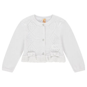 Gilet de cérémonie en tricot avec maille ajourée et noeuds 