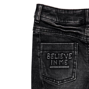 Jeans effet used et crinkle doublé jersey 