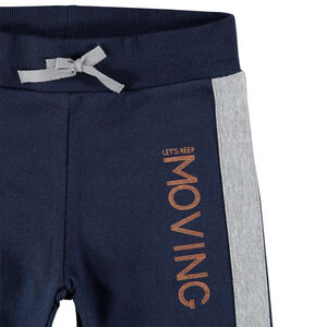 Pantalon de jogging en molleton à bandes et inscription cuivrée 