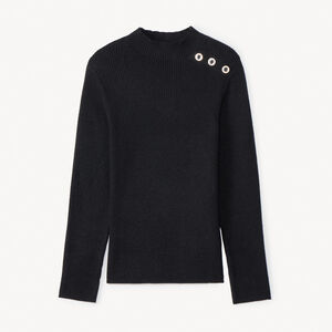 Pull manches longues à col cheminé et boutons fantaisie fille 