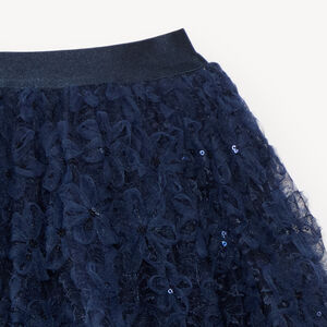Jupe courte fille en tulle souple brodé de sequins 