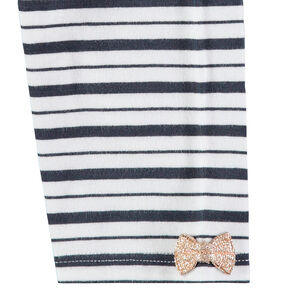 Legging court avec rayures et noeud doré 