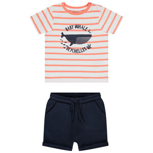 Ensemble court t-shirt rayé + bermuda pour bébé garçon 