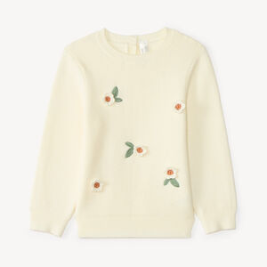 Pull bébé fille en tricot à fleurs en relief 