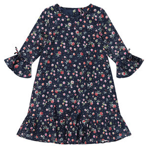 Junior - Robe en coton fantaisie volantée avec fleurs all-over  