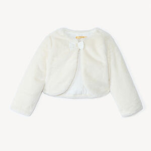 Gilet esprit boléro en fausse fourrure à nœud fille 