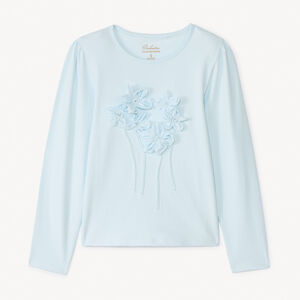 T-shirt manches longues à fleurs 3D fille 