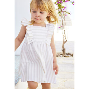 Robe manches courtes volantées à rayures pour bébé fille 