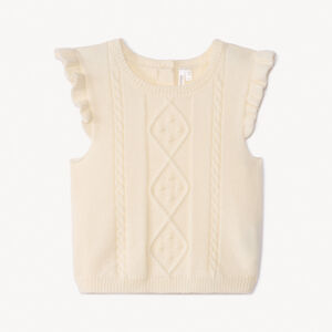Pull sans manches à torsades bébé fille 
