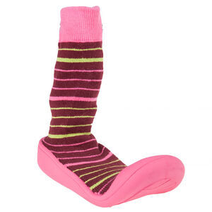 Chaussons chaussettes imprimé rayé et semelle gomme 