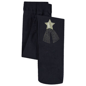 Collant fin avec étoile dorée printée 