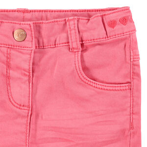 Pantalon slim en coton surteint effet crinkle avec coeurs brodés à la taille 