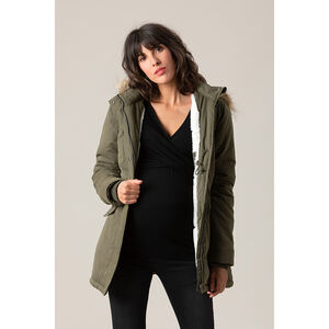 Parka de grossesse doublée sherpa à poches 