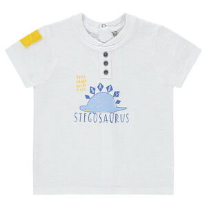 Tee-shirt manches courtes avec print dinosaure et poche contrastée 
