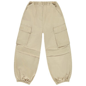Pantalon uni en toile effet cargo fille 