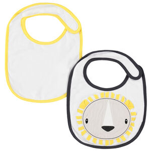 Lot de 2 bavoirs courts avec motif / uni 