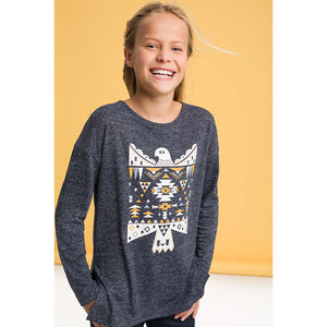 Junior - Tunique fendue effet neige avec print esprit ikat 