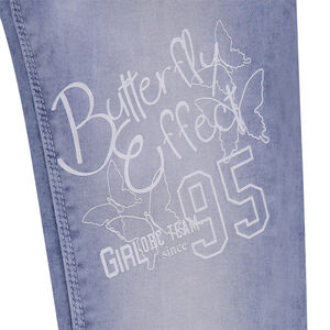 Junior - Jeans effet imitation molleton used et crinkle avec texte printé 