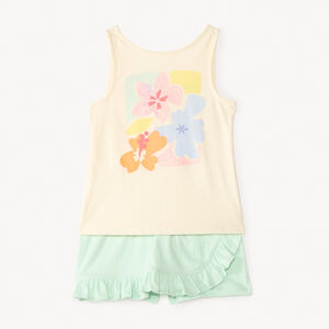 Ensemble 2 pièces débardeur + jupe-short print fleuri fille 
