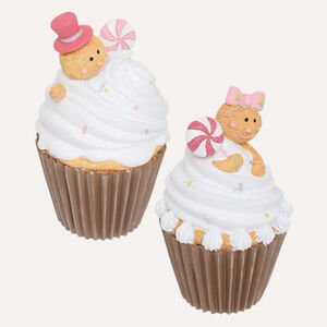 Décoration Noël Cupcake Bonhomme pain d’épice 9,5cm Ass. 