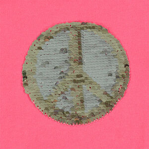 Tee-shirt manches longues en jersey avec message printé et motif en sequins magiques 