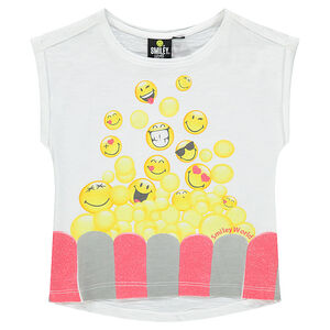 Tee-shirt manches courtes print fantaisie Smiley 