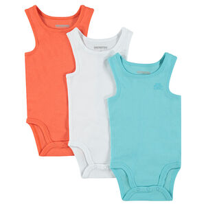 Lot de 3 bodies sans manches avec logo moustache printé 