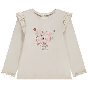 T-shirt manche longues avec volants et print fantaisie pour bébé fille 