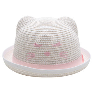 Chapeau effet paille avec oreilles en relief et détails brodés 