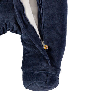 Combi-pilote en velours à capuche et broderies Smiley 