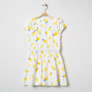 Robe imprimée citrons all-over à manches volantées 