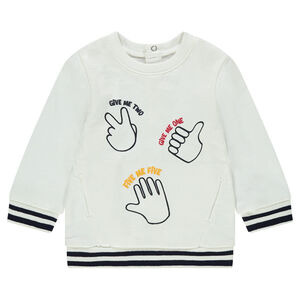 Sweat en molleton avec mains et messages printés  