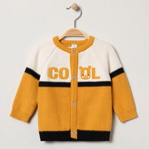 Gilet en tricot à inscription brodée et rayure contrastée  