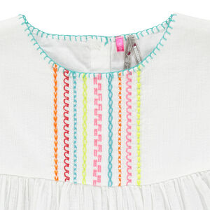 Tunique évasée brodée en crépon de coton 