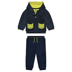 Jogging en velours à pois et poches forme chat 