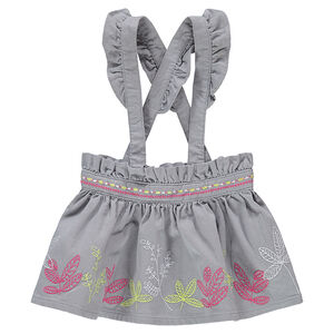 Jupe courte volantée esprit rétro en velours avec broderies 