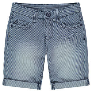 Bermuda effet used à fines rayures all-over 