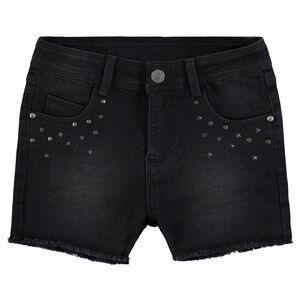 Junior - Short en jeans effet used avec clous fantaisie 