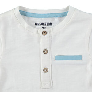 Tee-shirt manches longues en jersey avec col boutonné 