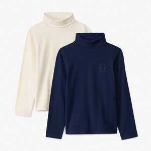Lot de 2 sous-pulls à col roulé unis avec puff print garçon 
